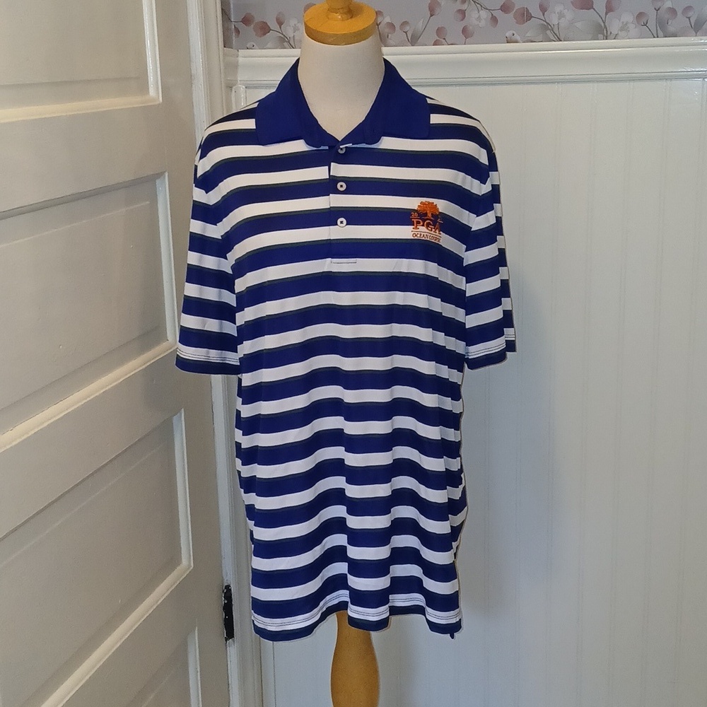 Ralph Lauren Blue and White Polo Golf Shirt